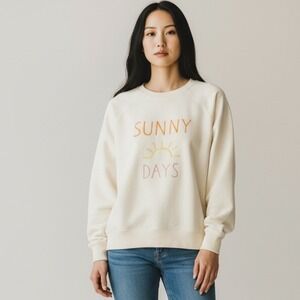 Workshop Republic Cream Sunny Days Embroidered Crewneck Sweatshirt Women's Sz XL